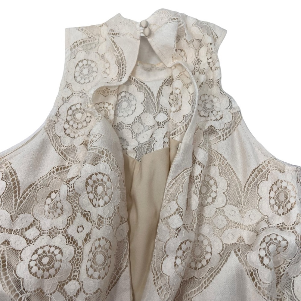 Anthropologie Floreat Ivory Manon Lace Sleeveless Overlay Dress Dress Size 4 - Picture 15 of 15